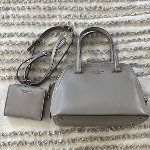 Kate Spade Gray Hand Bag Set with Matching Wallet